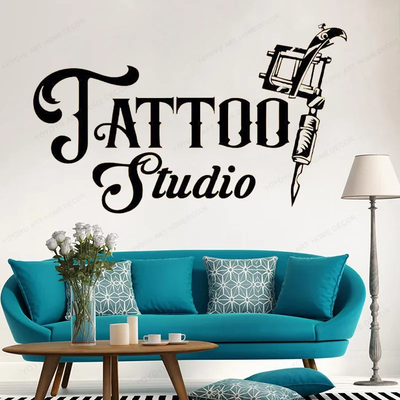 Tattoo Studio Wall Decal Business tattoo shop wall decal salon window decoration art mural JH612 |