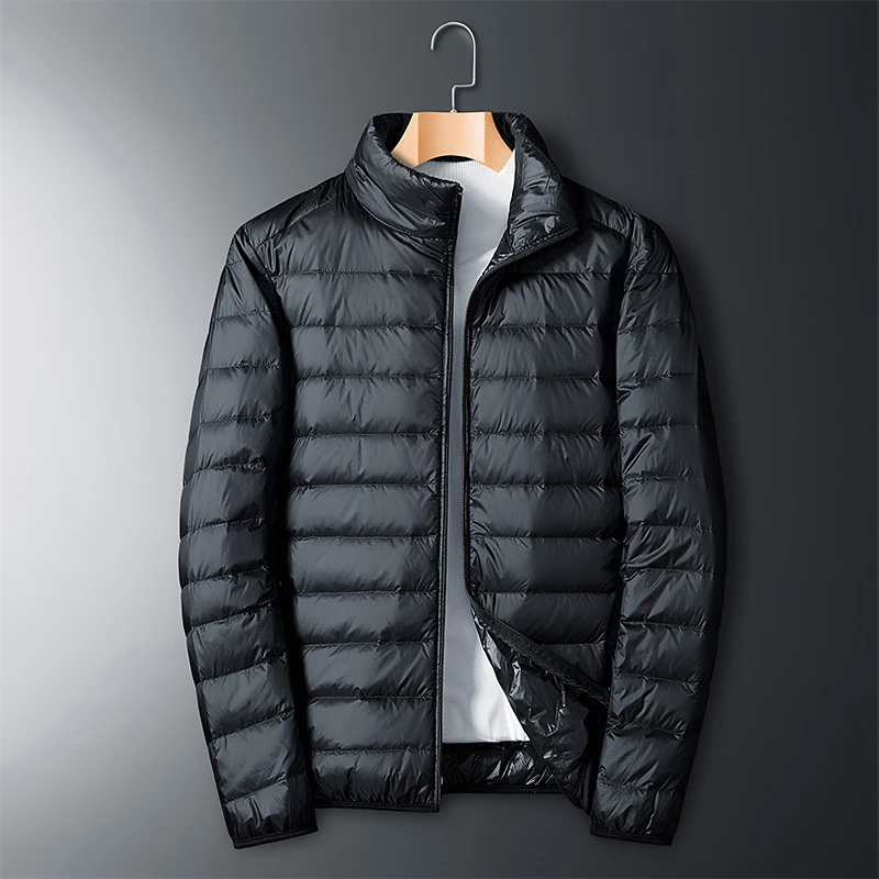 Autumn And Winter New Men's Warm Solid Color Stand Collar Down Jacket Leisure Trend Coat Men's Wear