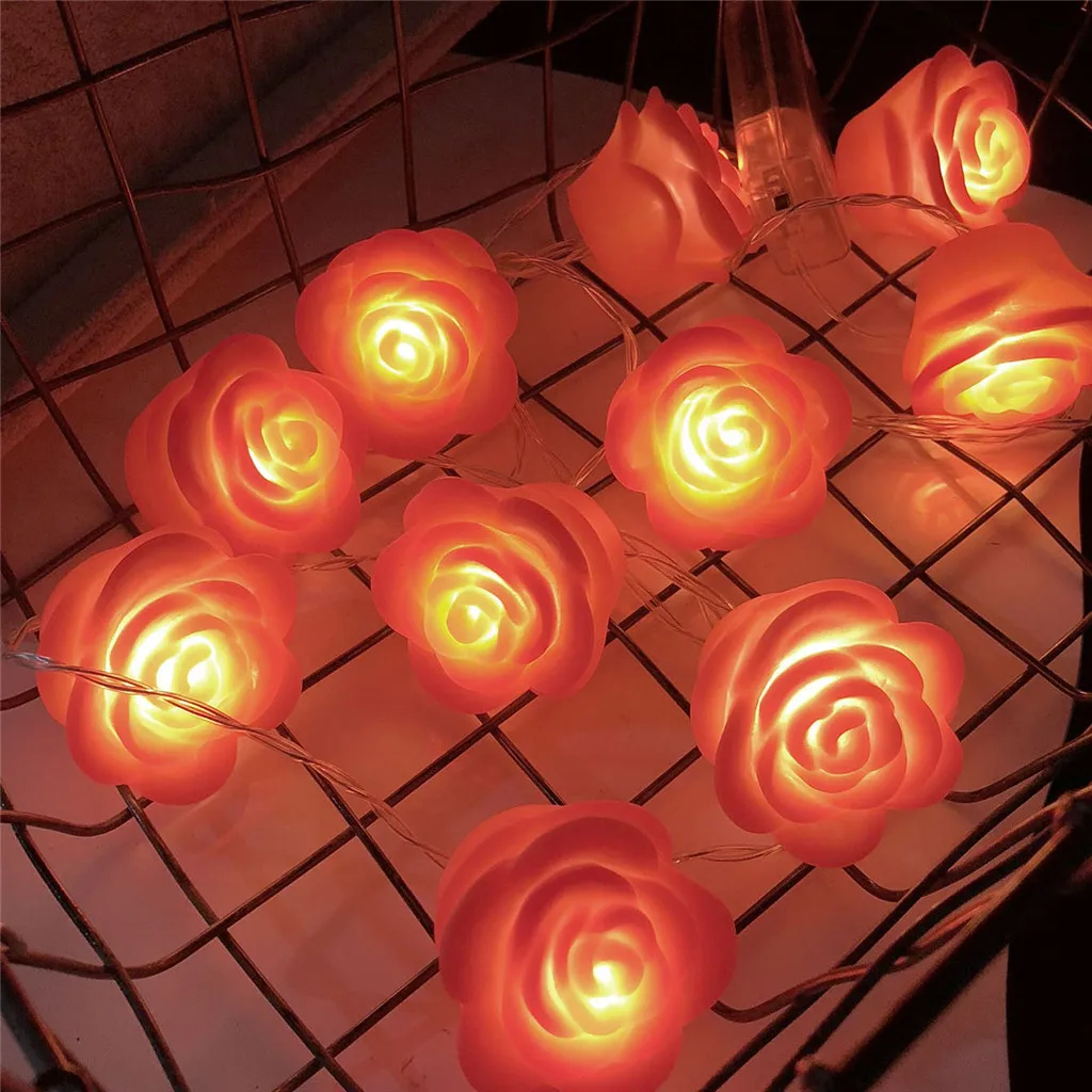 Гирлянда с 10 светодиодами в виде розы питание от батарейки сказочные огни для