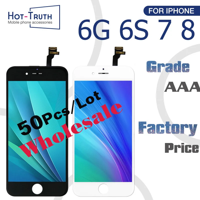 50 шт. ЖК-дисплей для iPhone 6 6S 7 8 дисплей Сенсорная панель экран дигитайзер сборка AAA +