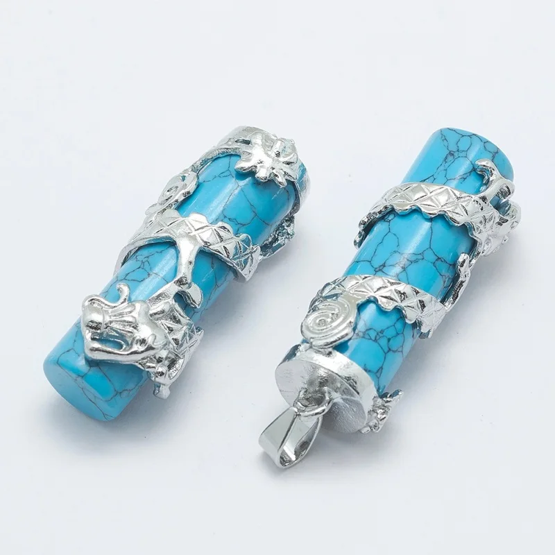 Pandahall 10 шт. натуральные Подвески с лабрадоритом колонна драконом фурнитура из