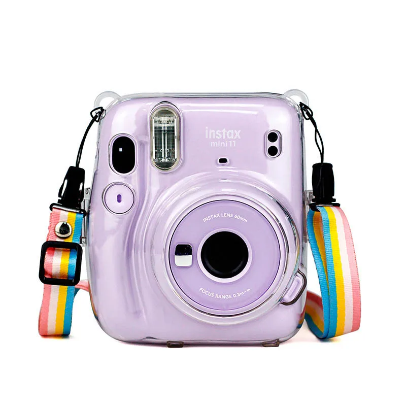 PVC Instax Mini 11 Camera Crystal Case Clear Transparent Shoulder Strap Bag for Protector Fuji Instant Film Shell Cover | Электроника