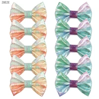2pcslot new 4 glitter leather bows barrette chic hairpin rainbow colors diy girls accessories hair clips for women
