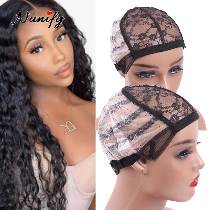 Nunify 5Pcs/Lot Wholesale Disslove Wig Caps With Adjustable Starp Diy Wig Cap For Making Wigs Inner Lace Weave Cap S M L Size