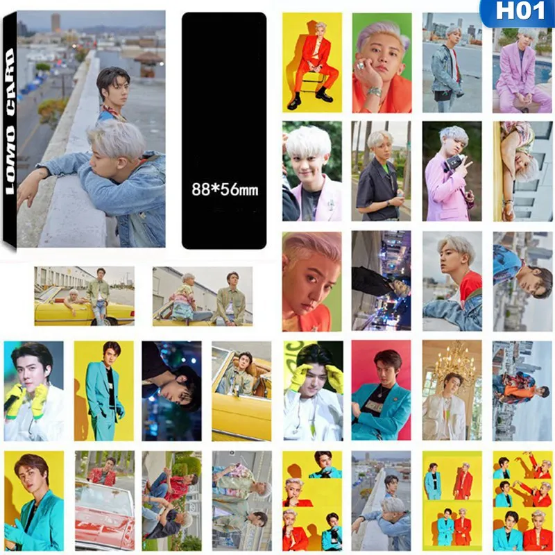 

30Pcs/Set EXO Album What a Life Self Made Paper Lomo Card Photo Card Poster Photocard Fans Gift Collection