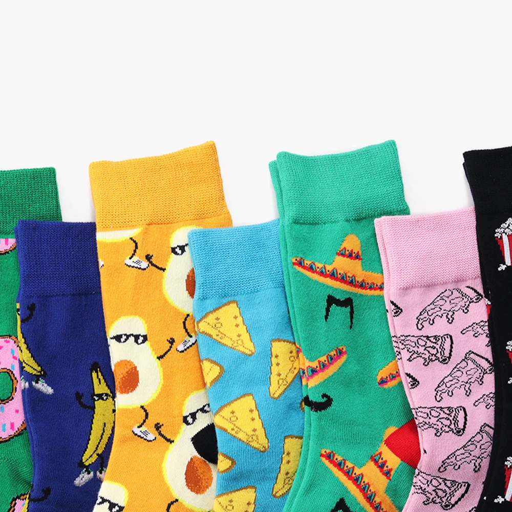 

Creative Design Dessert Printed Couple Socks Autumn and Winter Donuts Food Series Middle Tube Socks