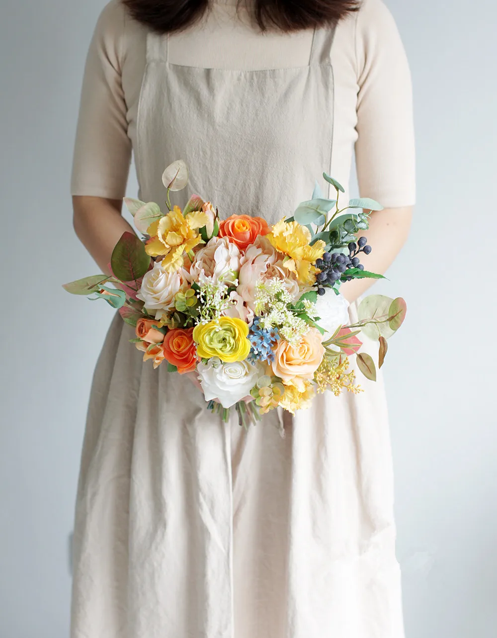 JaneVini 2019 оранжевые цветы Свадебные невесты держатель букетов Ramo Novia искусственный