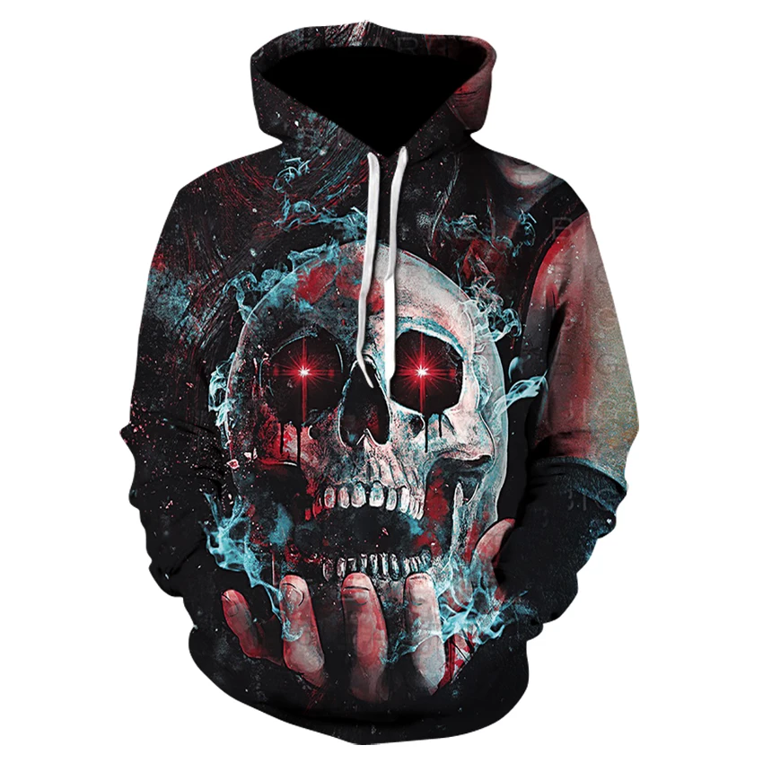 

2020 New 3D Men's Hoodie Skull Men's Women's Sweatshirt Harajuku Hat Sweatshirt Anime Skull Skull Hoodie Men's and Women's Tops