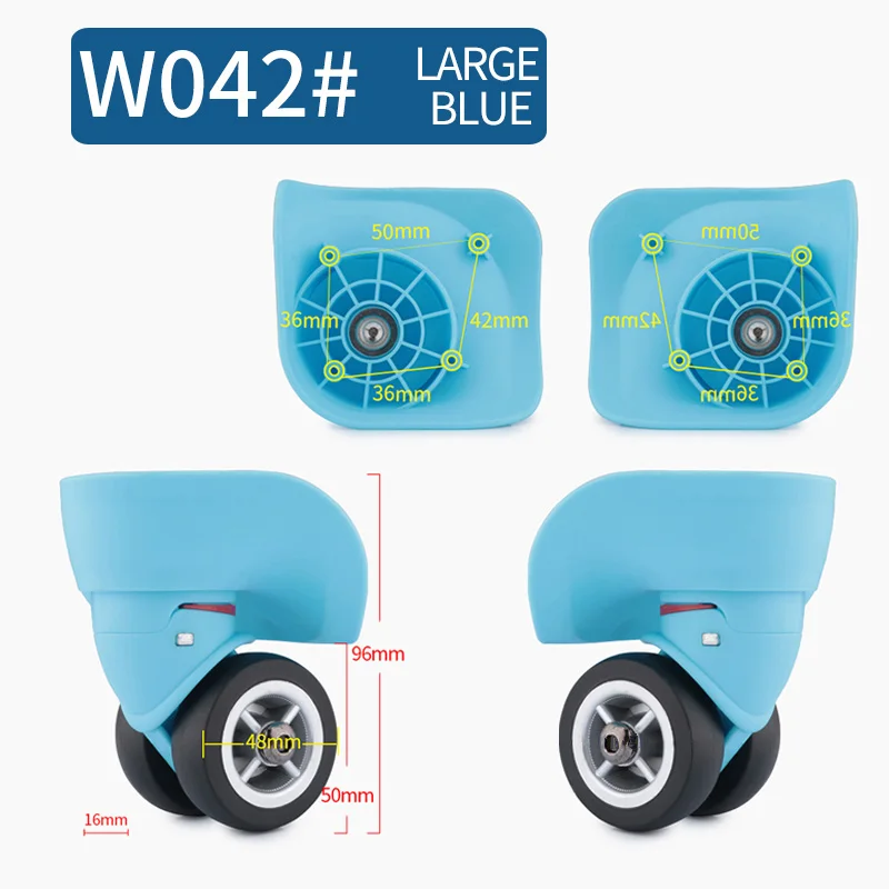 W042 Large Blue Тележка для ремонта, универсальные колеса, аксессуары, запчасти, колеса, обслуживание, пароль, чемодан, багажные тапочки, Универсальные ролики для багажа - Цвет: W042 Large Blue