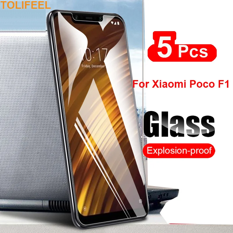 5pcs tempered glass for xiaomi pocophone f1 screen protector film for xiaomi f1 poco f1 shockproof glass guard 9h ultra clear free global shipping