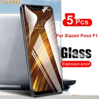 5Pcs Tempered Glass For Xiaomi Pocophone Screen Protector Film For Xiaomi Poco ShockProof Glass Guard Ultra Clear