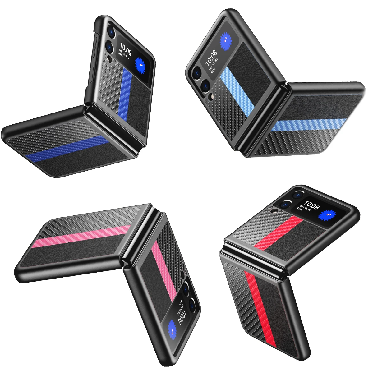 armor carbon fiber leather protective cover for samsung galaxy z flip 3 5g case non slip shockproof phone cases coque fundas free global shipping