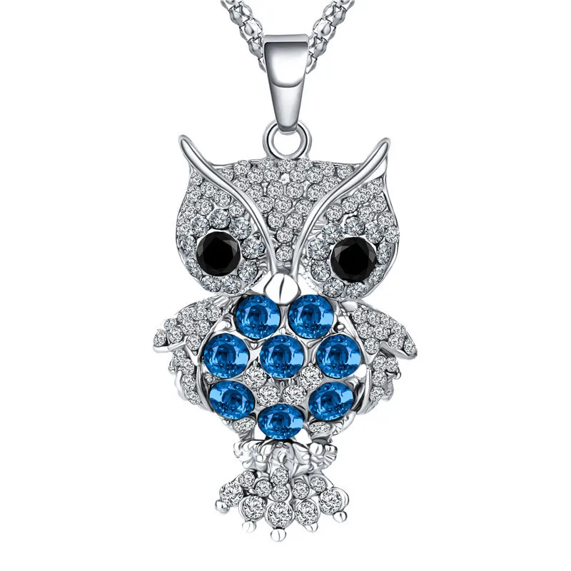 Ретро Хрустальная Сова кулон ожерелье модный свитер цепь ювелирные изделия
