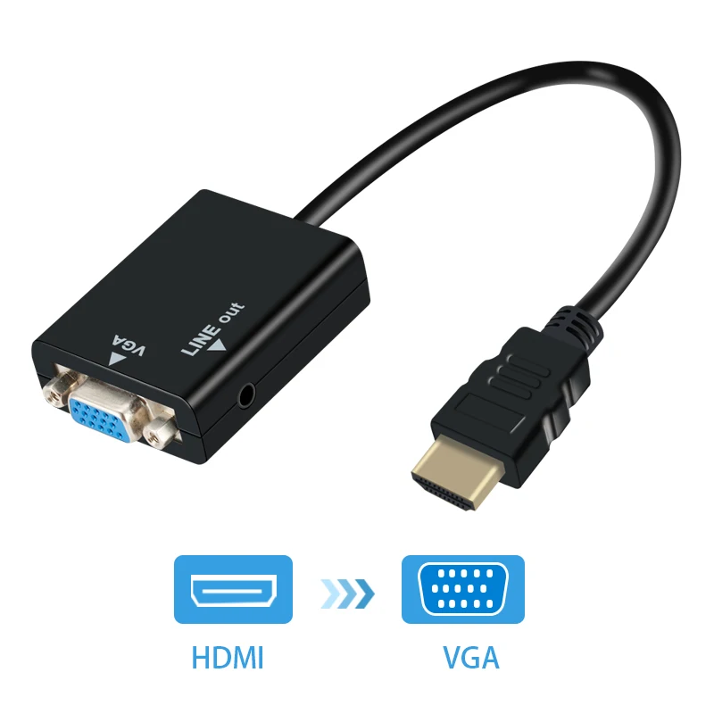 Новый VGA папа к HDMI Женский конвертер адаптер кабель с аудио выходом 1080P