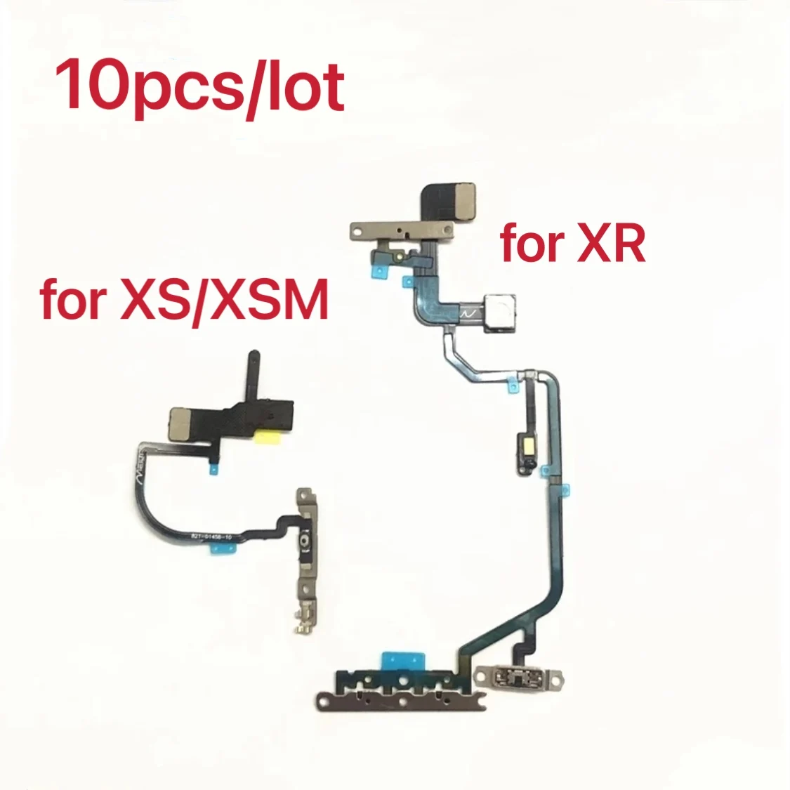 

10pcs Power Flex Cable for XR XS Max On Off Microphone Light Flash Volume Button Ribbon With Metal Bracket