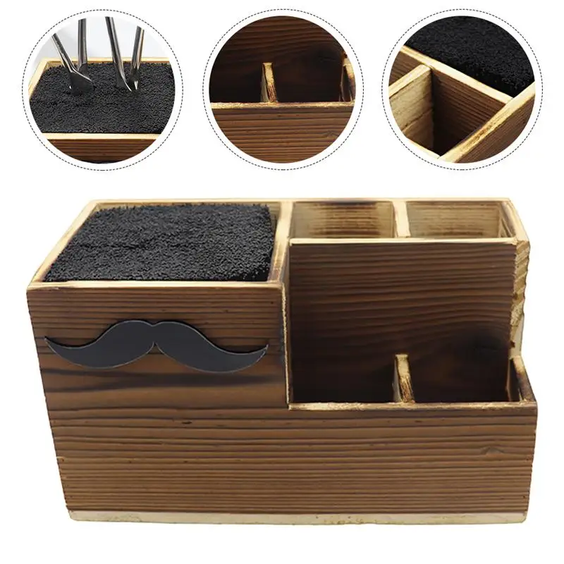 

Salon Barber Multifunctional Wooden Comb Holder Storage Holder Hairdressing Organizer Container