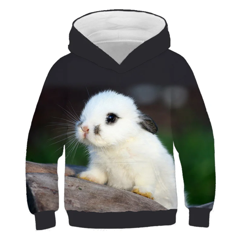 

2021 autumn trend new children's pullover rabbit 3d printed hoodie 4-14T