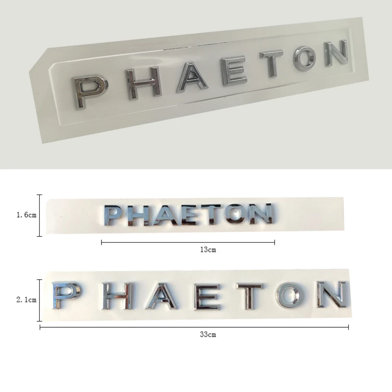 3D Letters Emblem for PHAETON Long Short Car Styling Refitting Middle Trunk Logo Badge Sticker Chrome Matte Black Glossy | Автомобили и