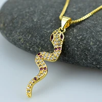 new fashion snake aaa cubic zircon pendant necklace for women cz gold color clavicle chain creative design jewelry party gift