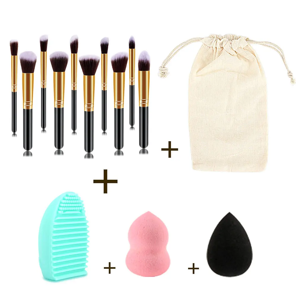 Кисть для макияжа 10 шт. бамбуковая ручка основы скраб щетка яйцевидные пуховки