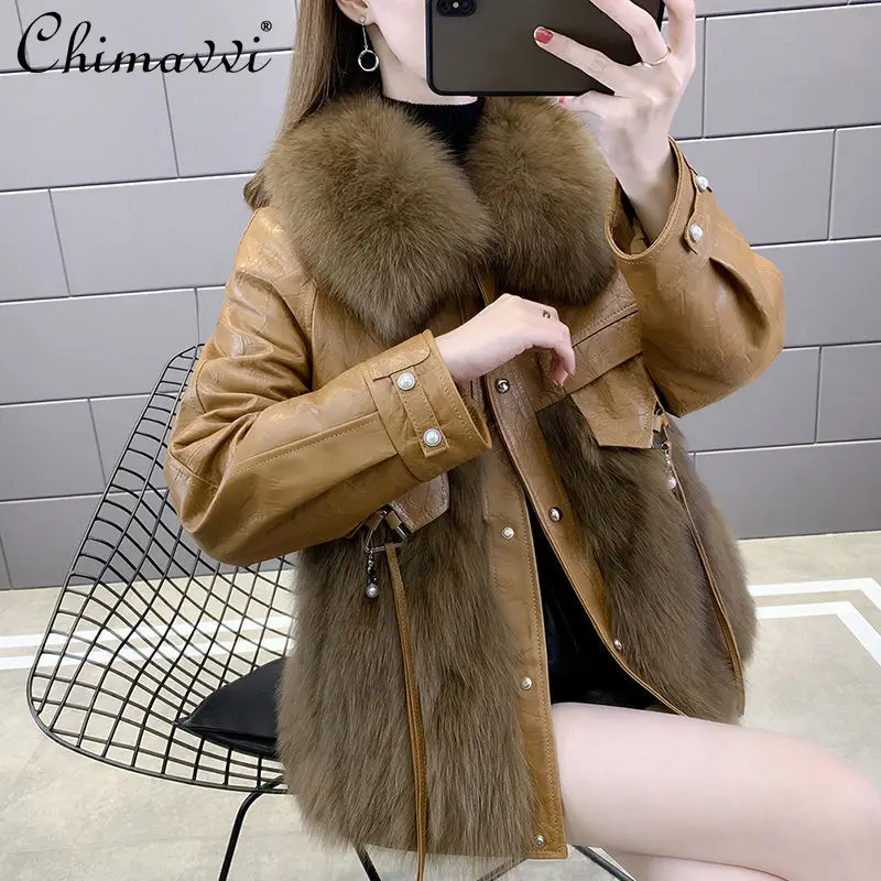 

Imitation Fox Fur Short Coat Female 2021 Winter Clothes Fashion Simple Outwear Retro Faux Fur Slim Padded Jacket for Women