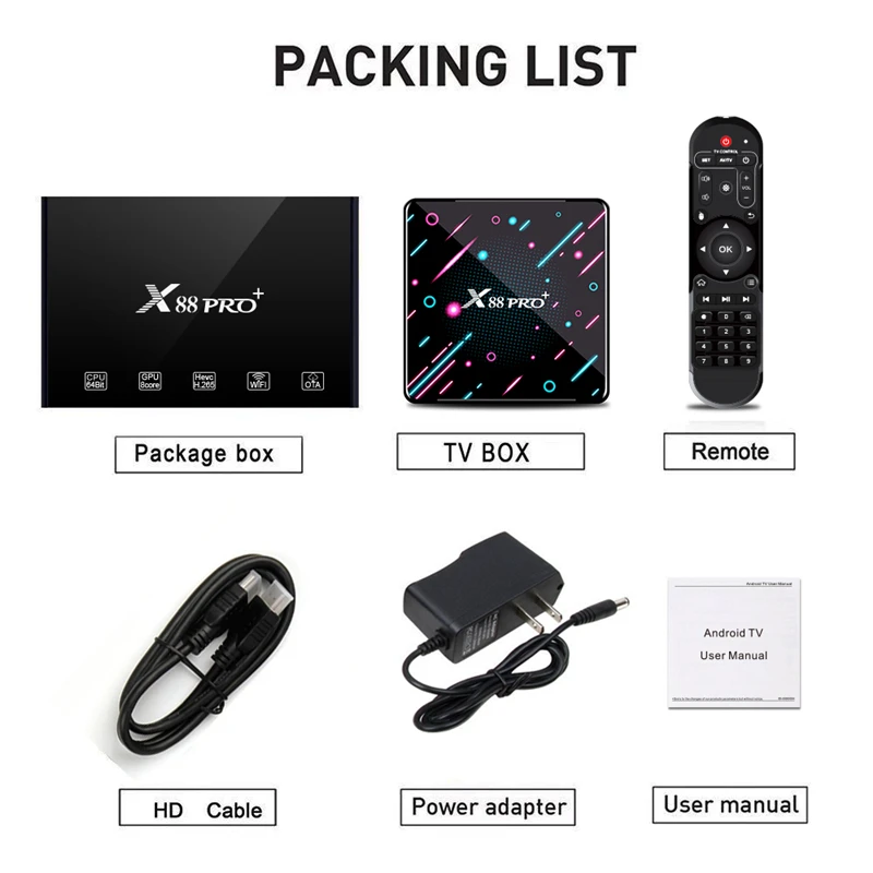 HAAYOT Android 9.0 Smart TV Box Rockchip Rk3368 8 core 4G 64G/128G Set Top Box Wifi Tvbox Gamer 4K IPTV Mediaplayer Box X88 Pro