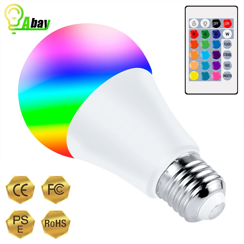 

E27 Smart Control Lamp Led RGB Light Dimmable 5W 10W 15W 85V-265V Colorful Changing Bulb Led Lampada RGBW White Decor Home