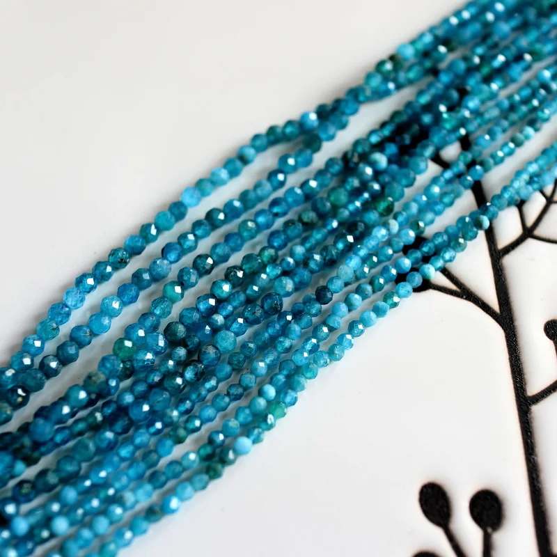 

wholesale blue facet apatite cut 2mm 3mm4mm 15"/38cm tiny seed beads jewelry making DIY for women