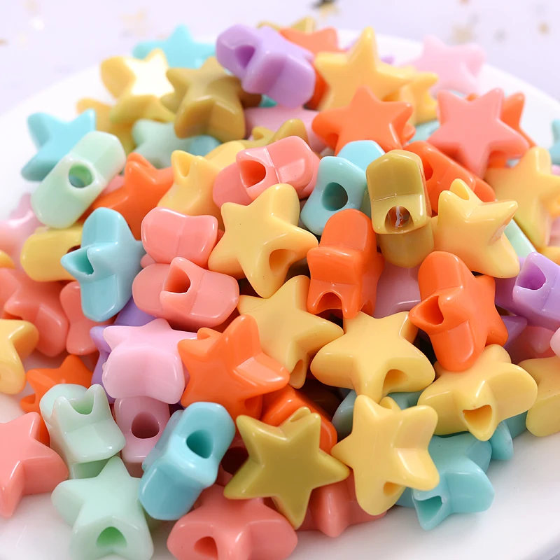 

30Pcs Acrylic Beads Mixed Colors Cute Cartoon Five-Pointed Star Shape Loose Spacer Beads for Jewelry Making Diy Accessories