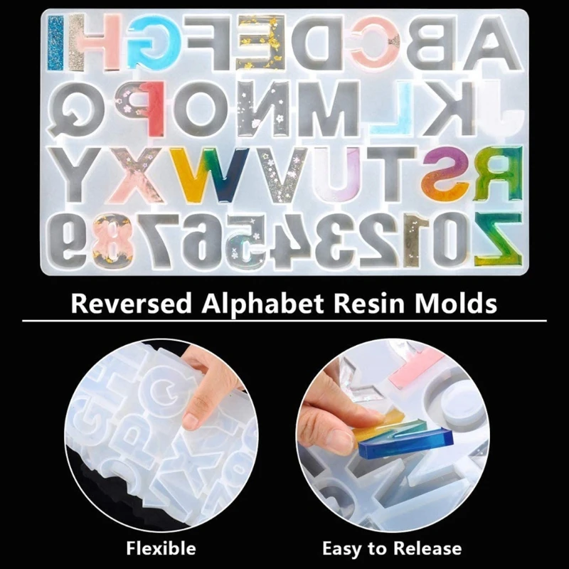 

Crystal Epoxy Resin Mold Alphabet Letter Number Pendant Casting Silicone Mould DIY Crafts Jewelry Key Chain Making Tool