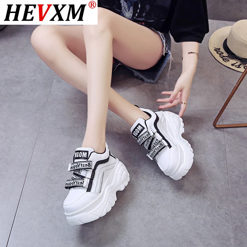

2021 Thick Bottom Chunky Sneakers Women White Black Patchwork High Platform Shoes Woman Casual Autumn Winter Wedges Footwear