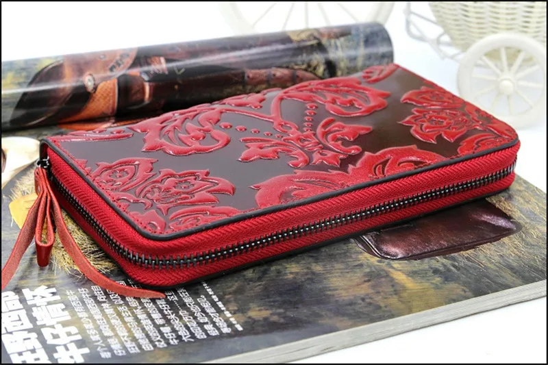 genuine leather purse women floral womens leather purses long cow leather women wallets large capacity woman clutch wallet