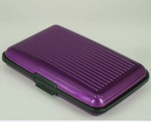 PURPLE Anti Rfid Wallet Blocking Reader Lock Bank Card Holder Id Bank Card Case Protection Metal Credit NFC Holder Aluminium - Цвет: PURPLE