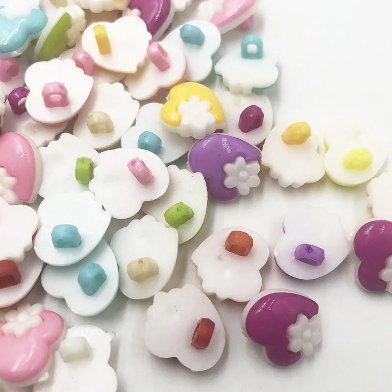 100 шт. Симпатичные пуговицы для шитья в форме сердца с отверстиями детей PT29|sewing