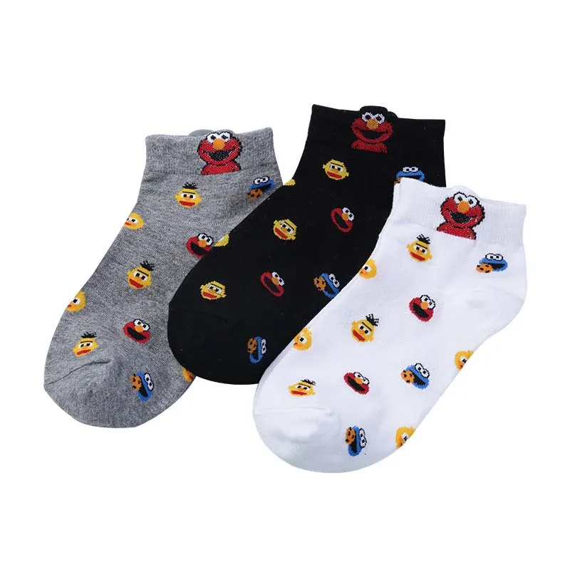 Повседневные Хлопковые женские короткие носки с забавным рисунком дышащие