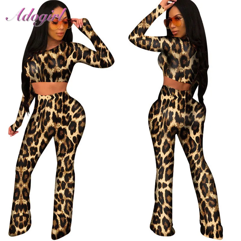 Женский комплект из двух предметов с леопардовым принтом повседневный