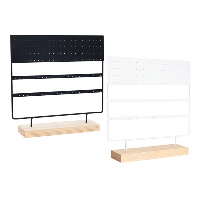 

Earring Stand Display Rack 3-Tier Ear Stud Holder Jewelry Organizer Ear Studs Earring Holder 144 Holes with Wood Base