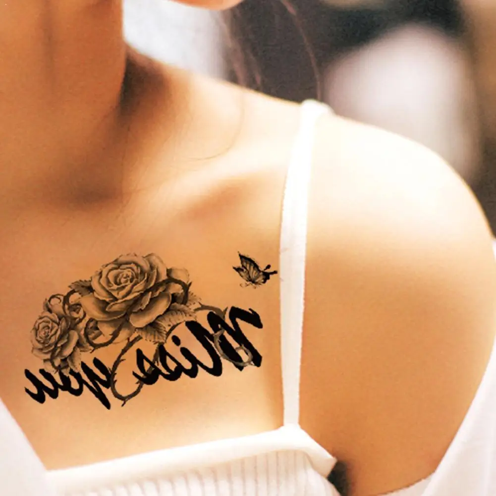 Боди арт водонепроницаемые Временные татуировки бабочка цветок плечо