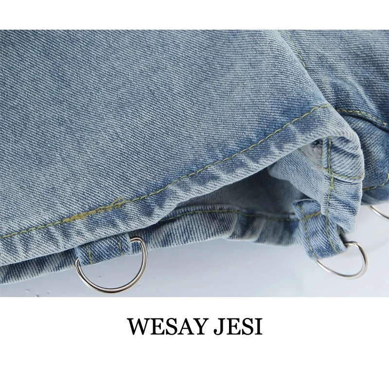 

WESAY JESI Fashion Summer Pants Casual Jeans Woman Two Ways To Wear Denim Pantalones Trousers Streetwear Detachable Trouser Legs