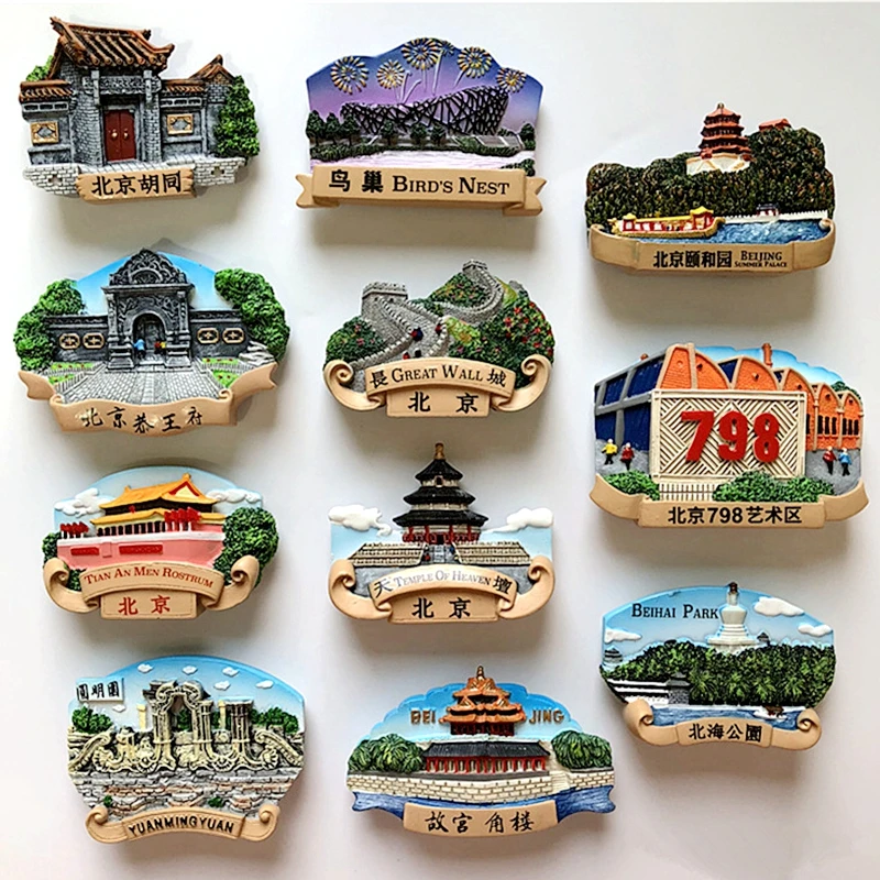 

Beijing, China, Bird's Nest Hutong Great Wall Temple Of Heaven Fridge Magnets Tourism Souvenirs Refrigerator Magnetic Stickers