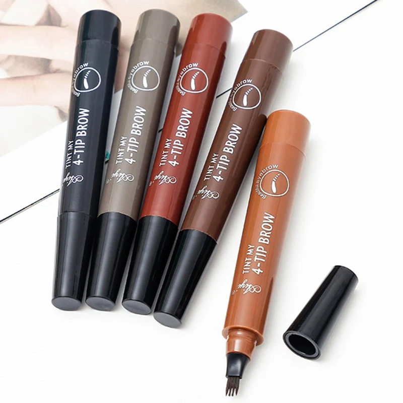 

3D Eyebrow Pen Waterproof Fork Tip Eyebrow Tattoo Pencil Long Lasting Professional Fine Sketch Liquid Eye Brow Pen dropshopping