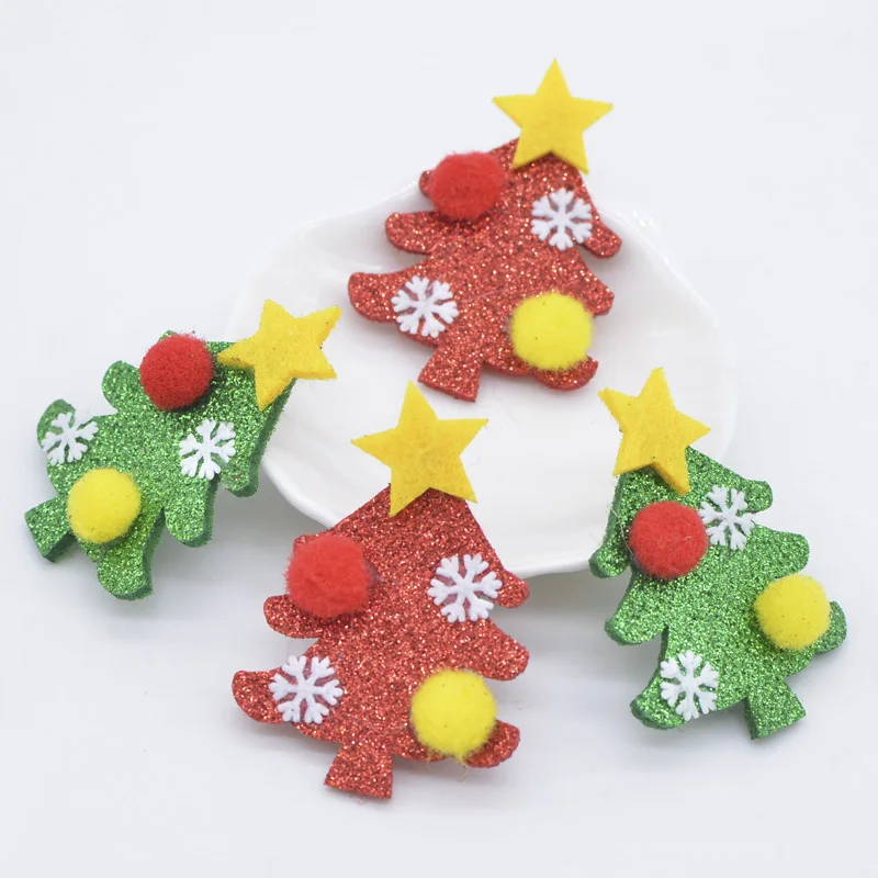 8 шт. 40*55 мм Мягкая Блестящая Рождественская елка с шариками и снежинками