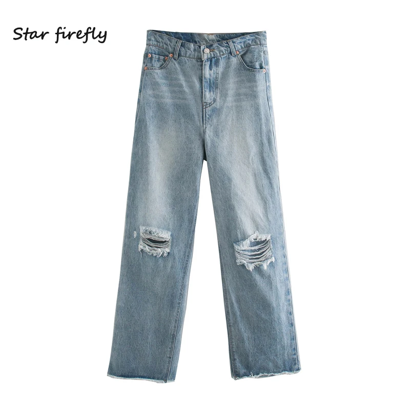 Женские прямые джинсы Star firefly повседневные свободные брюки с высокой талией