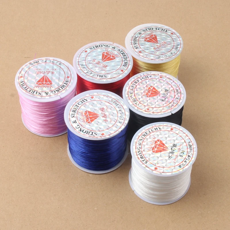 Прочный эластичный шнур для бисероплетения с кристаллами 60 м/рулон 0 6 мм