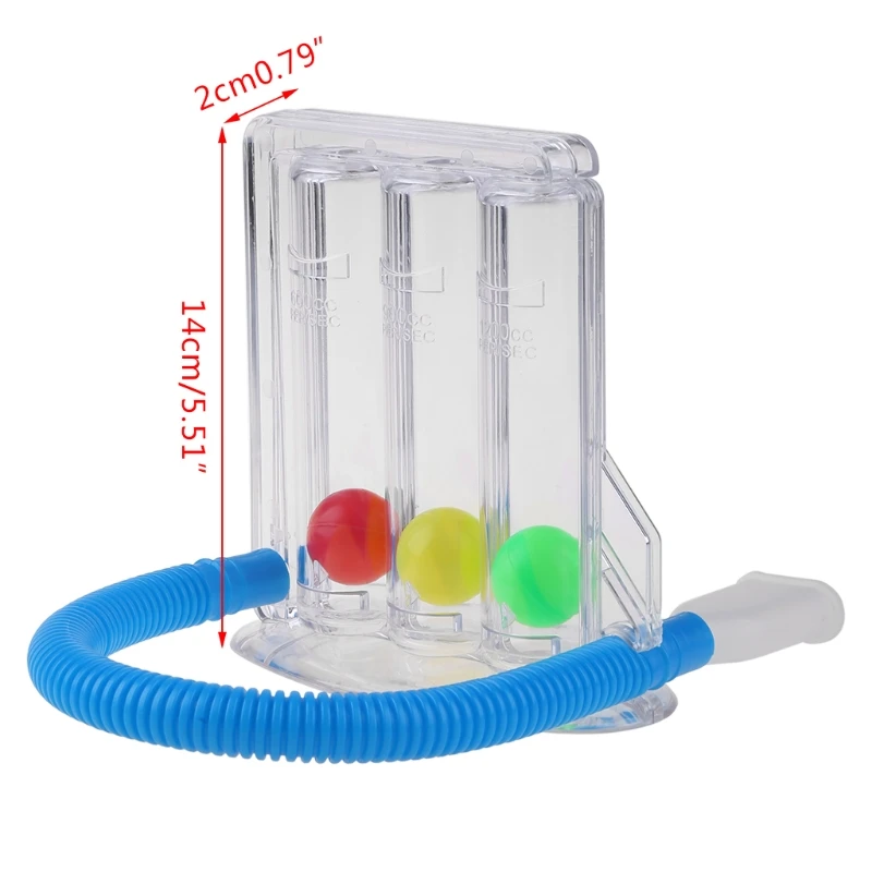 

094E 3-Ball Deep Breathing Exerciser Capacity Training Device Breath Exercises and Measurements