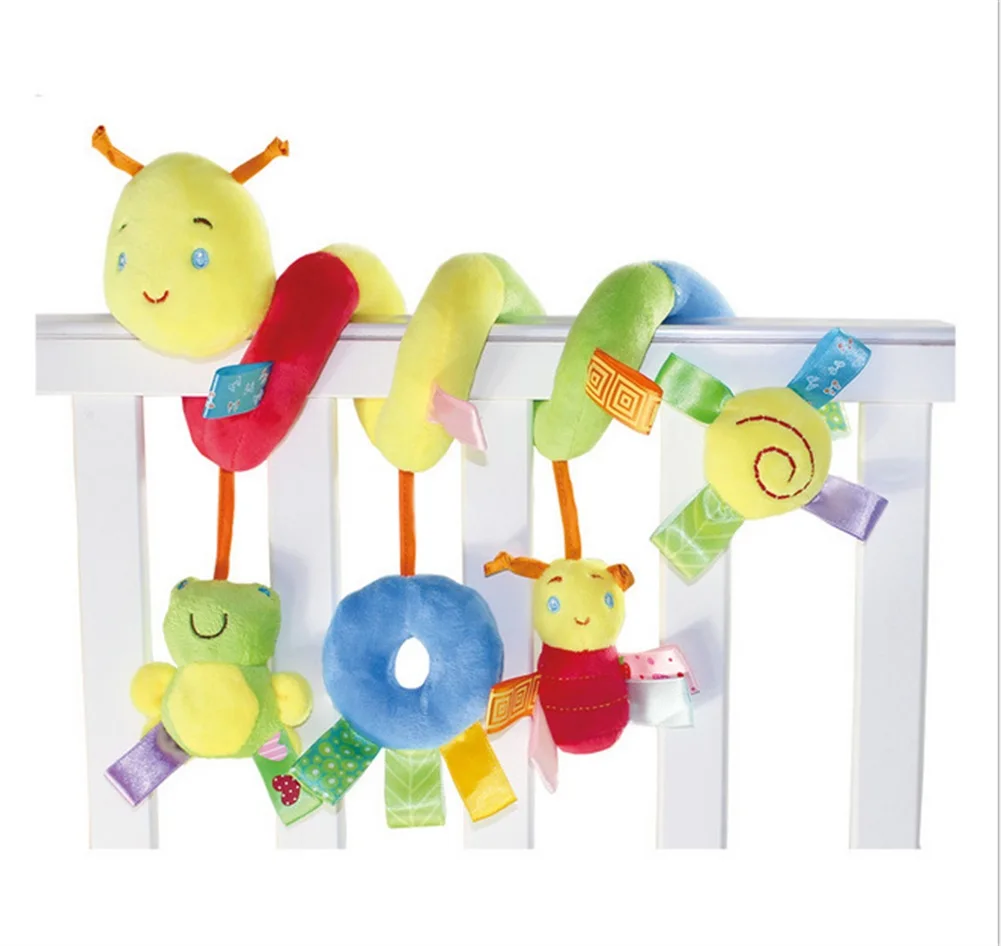 

Infant Baby Worm Crib Bed Around Rattle Bell Cartoon Insect Stroller Hang Stuffed Wrap Spiral Safe Educational Toy For Baby Gift