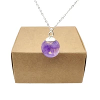 purple forget me not statice real flower glass ball pendant sterling silver color chain necklace women choker boho fashion