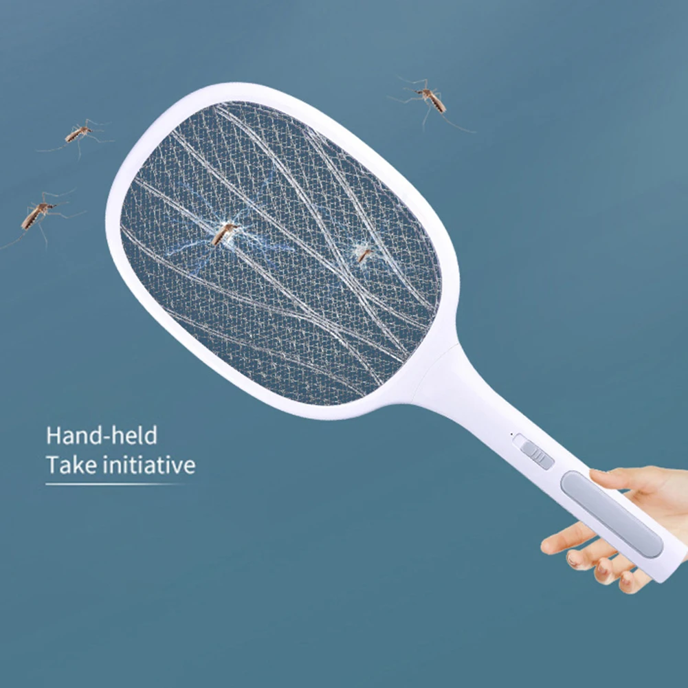 

2 in 1 Handheld Electric Killing Fly Bug Trap LED Lamp UV Light USB Rechargeable Anti Mosquito Racket Swatter Zapper Home Garden