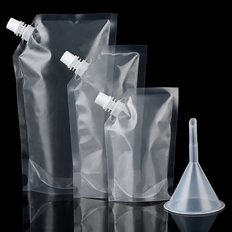 

Transparent Plastic Beverage Packaging Bags Milk Juice Drink Filler Pouch with Nozzle Durable Portable Liquid Drink Sealed Pouch