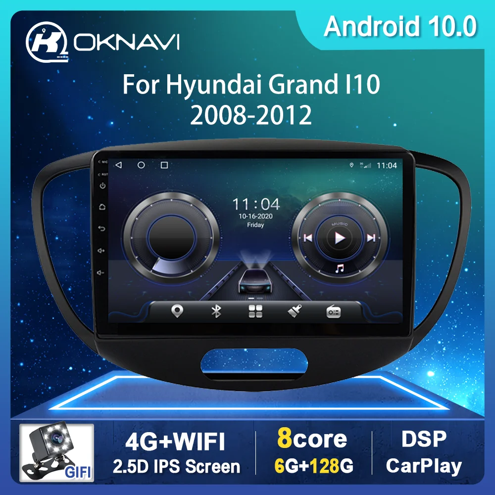 

For Hyundai Grand I10 Car Radio 2008-2012 Car Radios with Navigation GPS Android 9.0 Multimedia DVD CD Player 1 2 Din Autoradio